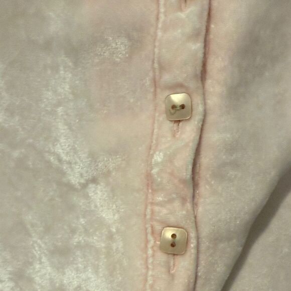 J. Jill Soft Pink Rayon Velvet Button Down Blouse size Large - Picture 4 of 13